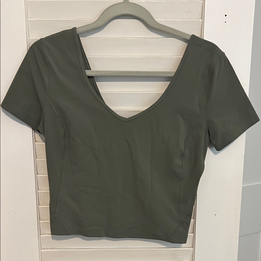 lululemon athletica Deep Green V-Neck Crop Top